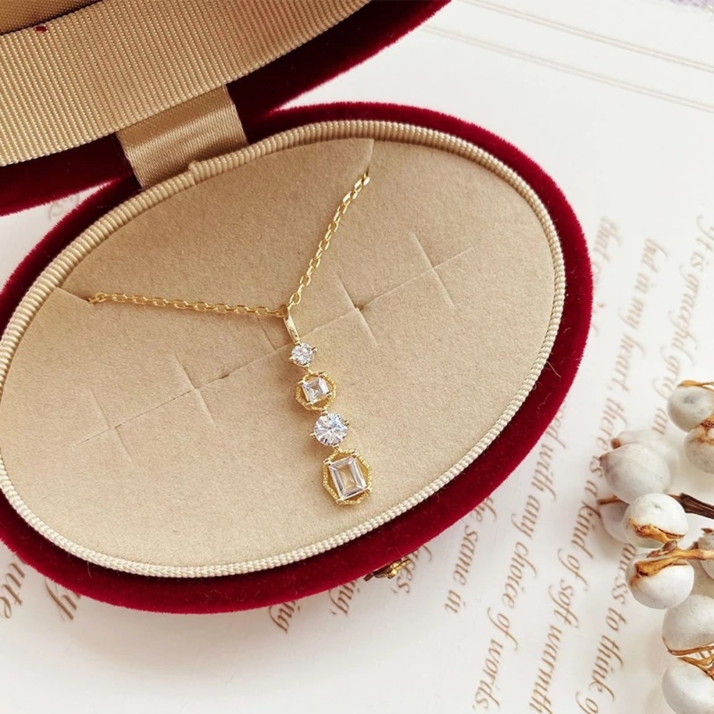 Sterling Silver Drop Simulated Diamond Necklace - Picture 5 of 9